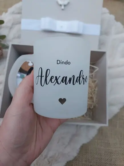 Convite para Padrinhos de Batismo Caixa Bege
