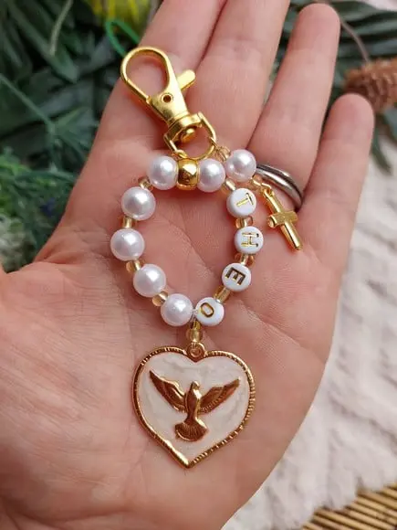 Kit 10 Tercinhos Chaveiro Espírito Santo para Lembrancinhas