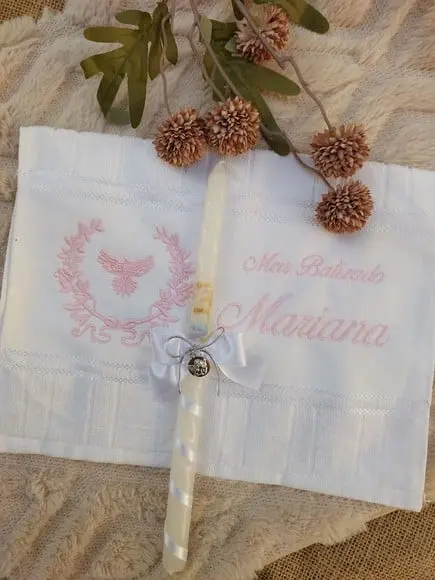Kit Batismo Vela e Toalha