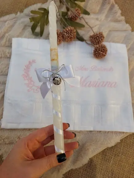Kit Batismo Vela e Toalha