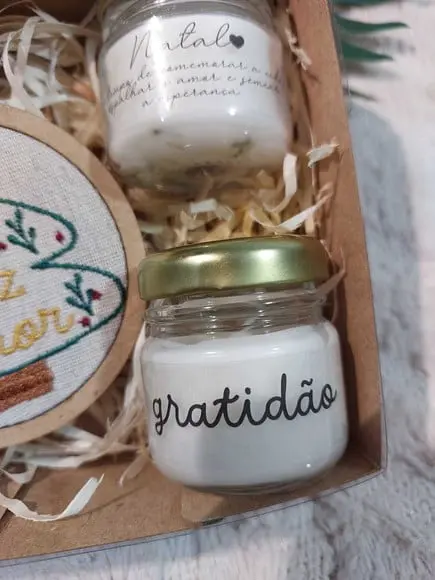 Kit Natal Personalizado ? Mini Velas + Pingente Bordado