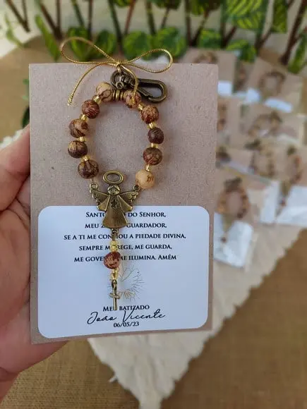 Mini Terço Nossa Senhora em Semente Açaí