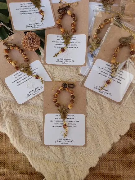 Mini Terço Nossa Senhora em Semente Açaí
