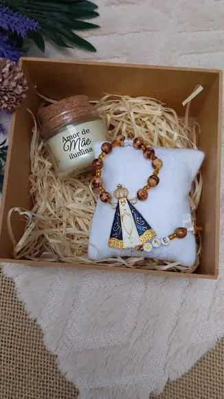 Presente Dia das Mães com Terço e Vela