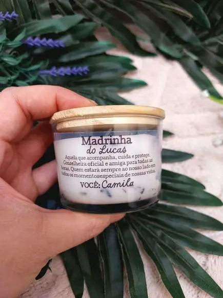 Vela 100 Gr Madrinha para Batizado Personalizada