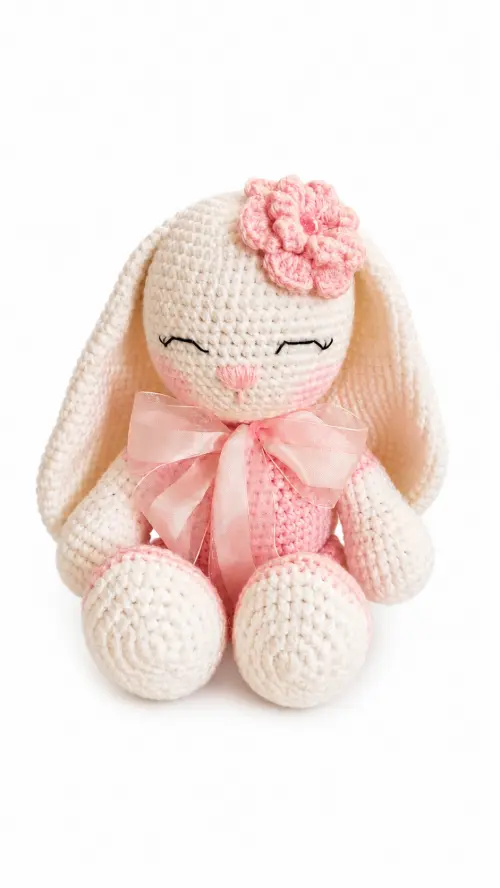 Coelhinha Amigurumi Delicada Rosa em Crochê Artesanal – Feita à Mão