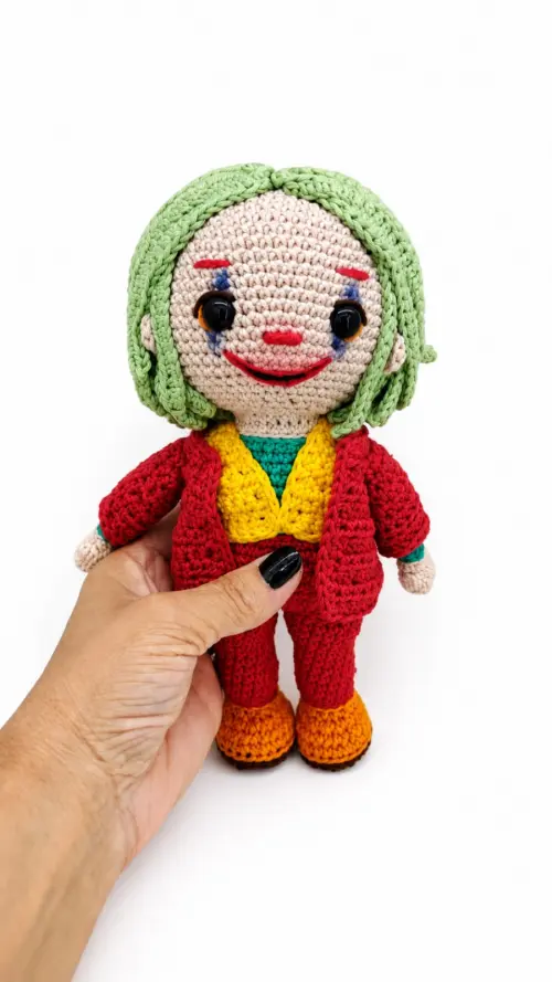 Boneco Coringa Amigurumi Crochê Artesanal Geek 25cm