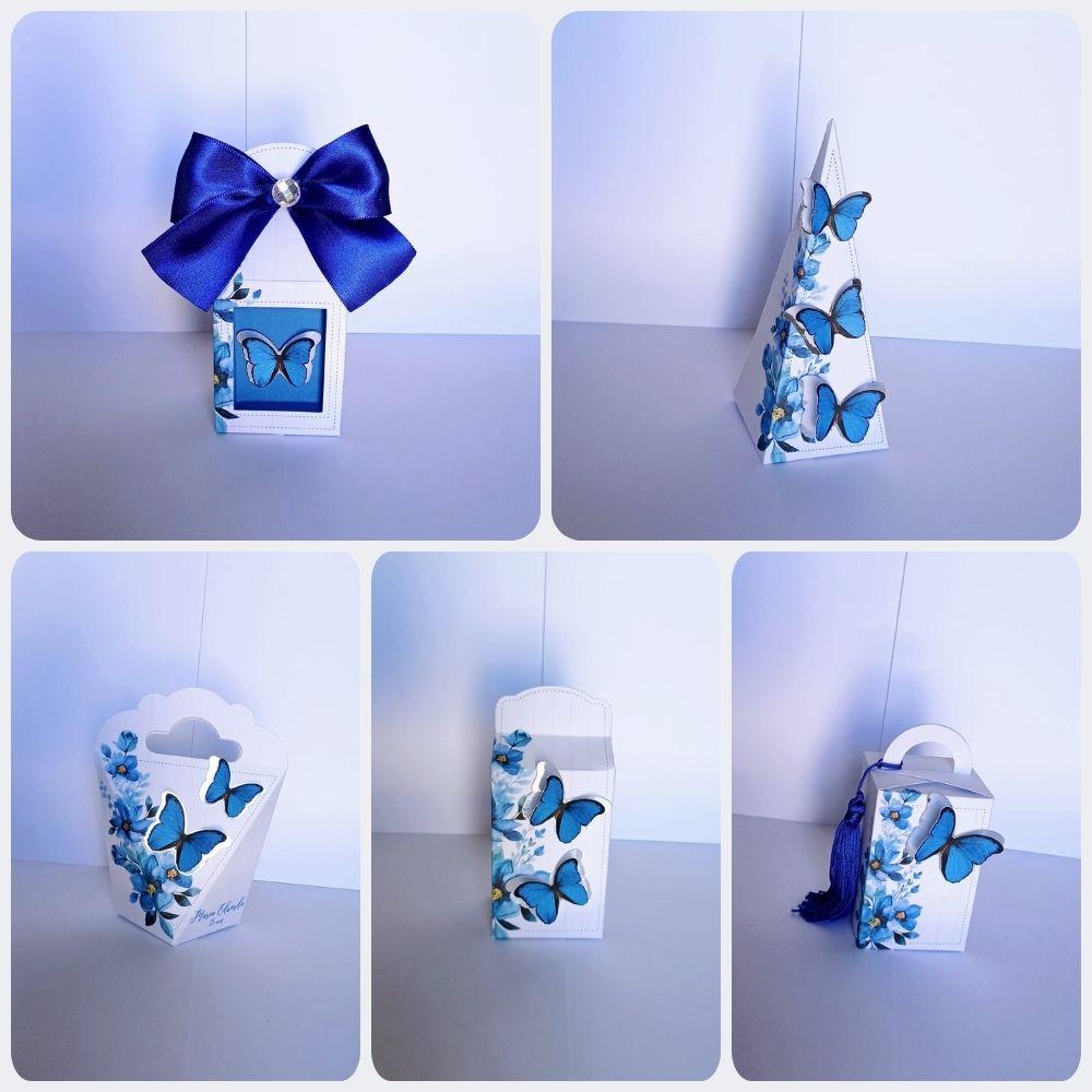 Kit Festa Lembrancinhas Personalizadas Borboletas Azul (20 Peças