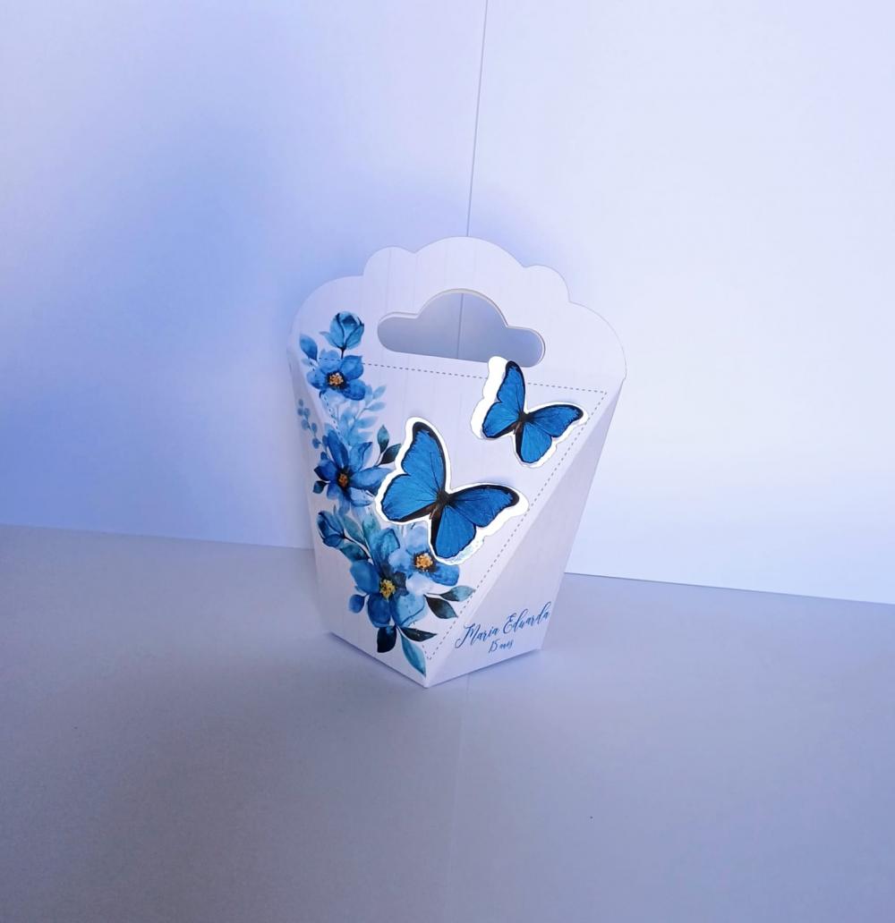 Kit Festa Lembrancinhas Personalizadas Borboletas Azul (20 Peças