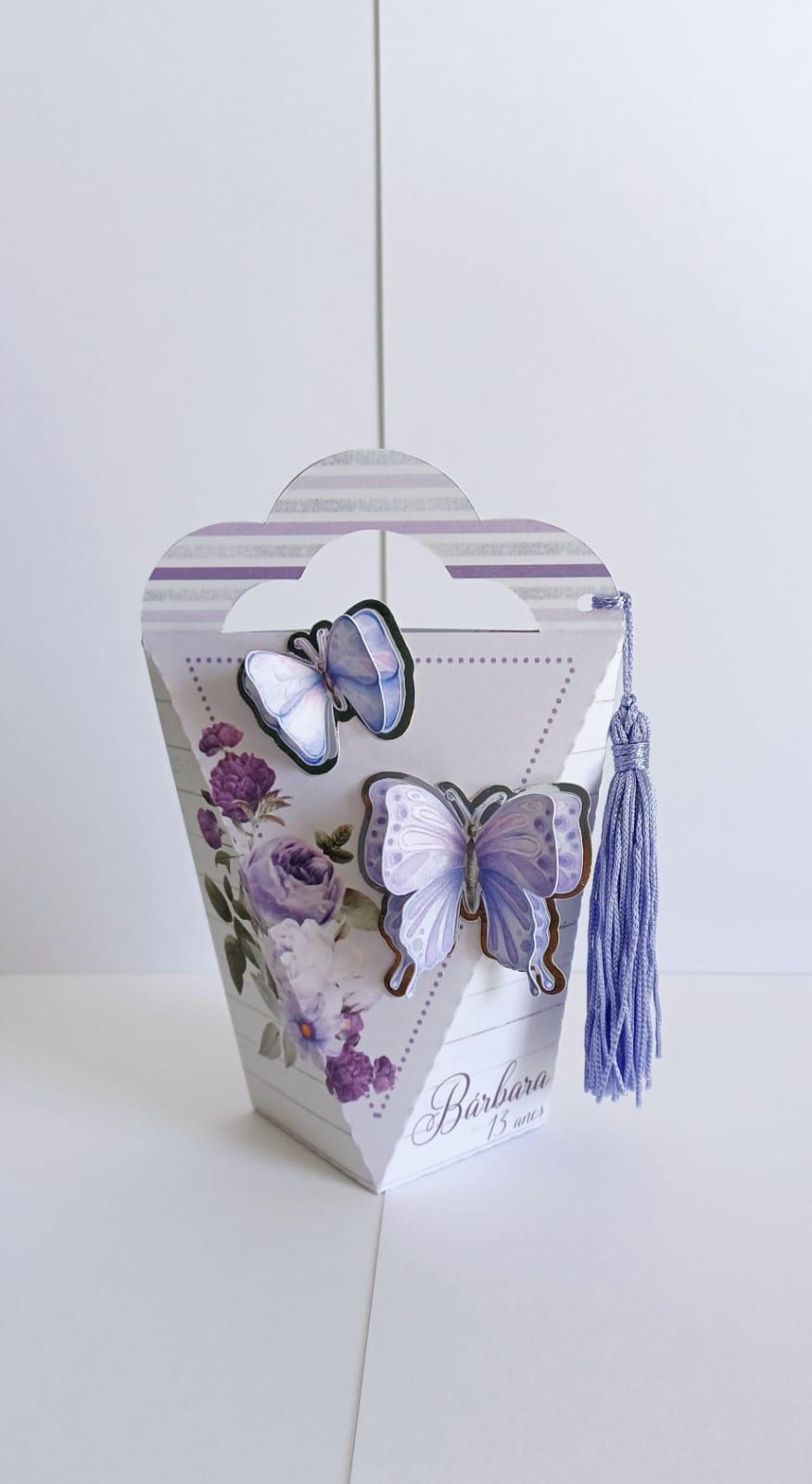 Kit Festa Lembrancinhas Personalizadas Borboletas Lilás (20 Peç