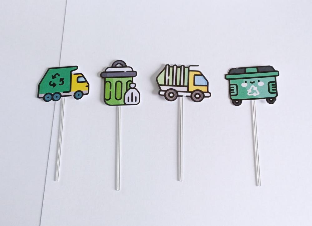 Topper Para Docinho Personalizado Caminhão do Lixo