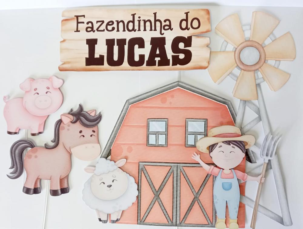 Topo de Bolo Personalizado Fazendinha