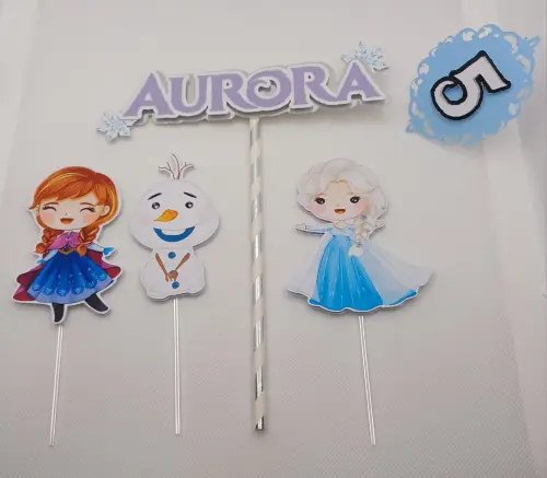 Topo de Bolo Personalizado Frozen Cute