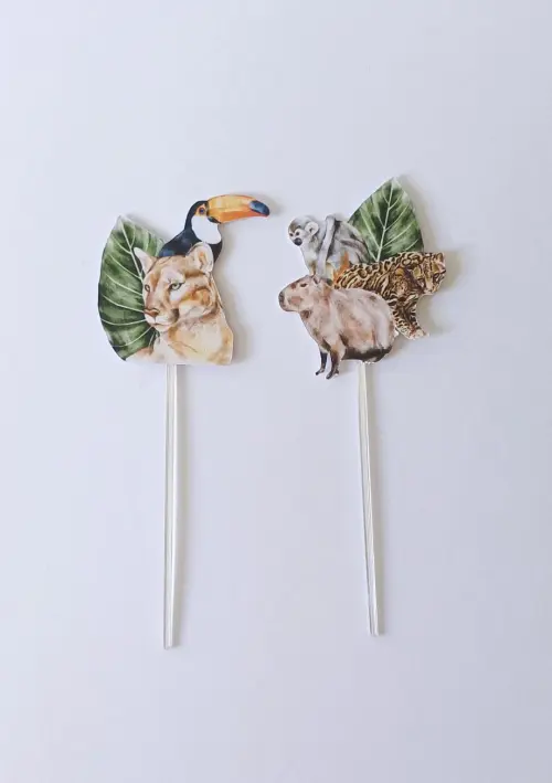 Topper Para Docinho Personalizado Animais da Amazônia