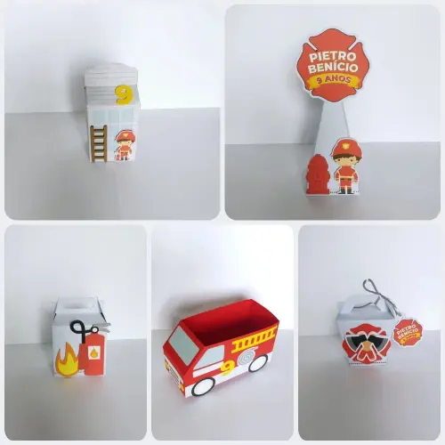 Kit Festa Lembrancinhas Personalizadas Bombeiros (20 Peças)