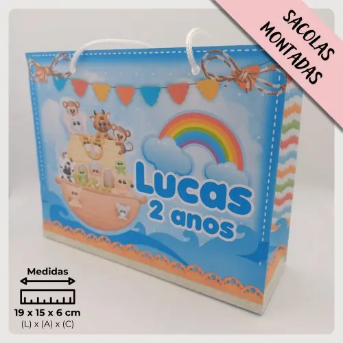 20 Un. Sacolinha Personalizada para Lembrancinha de Aniversário Infantil Arca de Noé
