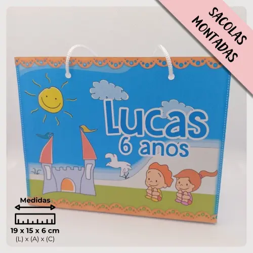 20 Un. Sacolinha Personalizada para Lembrancinha de Aniversário Infantil Aquarela Toquinho