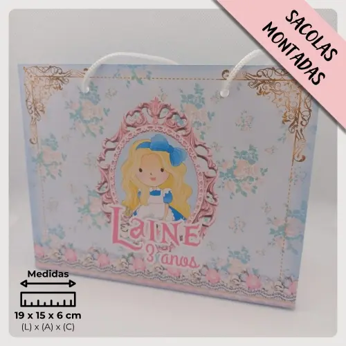 20 Un. Sacolinha Personalizada para Lembrancinha de Aniversário Infantil Alice