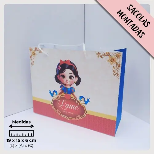 20 Un. Sacolinha Personalizada para Lembrancinha de Aniversário Infantil Branca de Neve