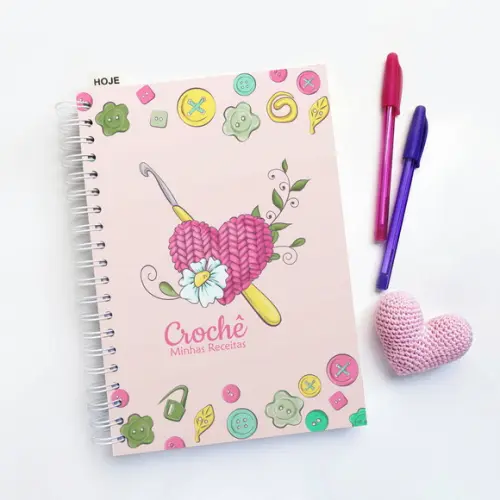 Caderno de Receitas de Crochê - Coração