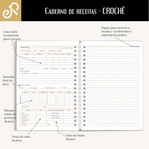 Caderno de Receitas de Crochê - Coração