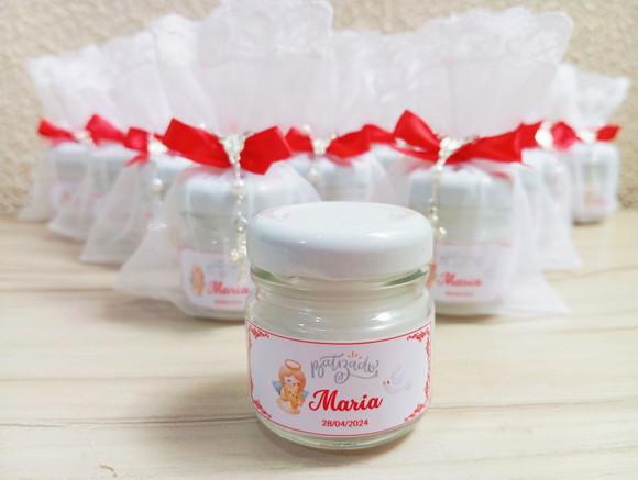 Lembrancinha Batizado, Vela Perfumada com Organza e Terinho