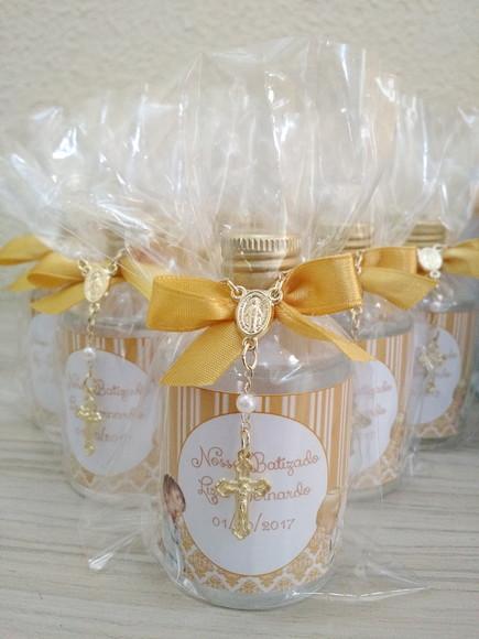 Lembrancinha Batizado Água Benta e Vela Perfumada Kit