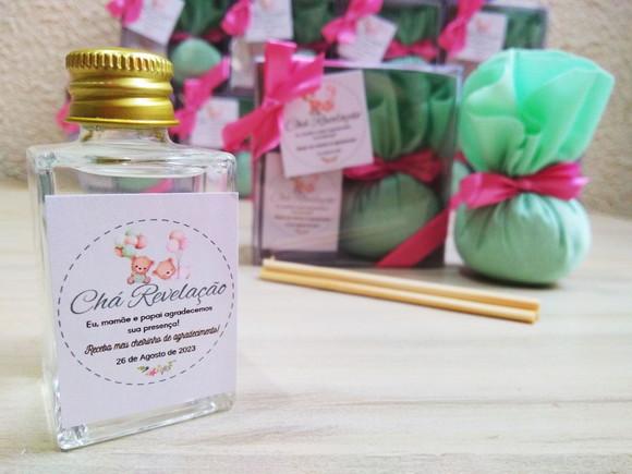 Lembrancinha Chá Revelação Aromatizador + Sachê Perfumado