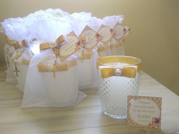 Lembrancinha de Batizado Vela Perfumada