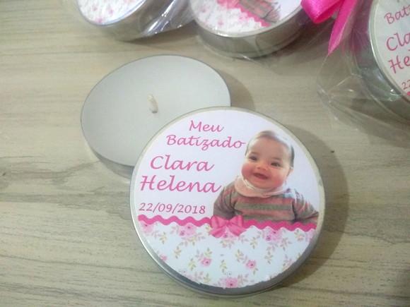 Lembrancinha de Batizado Vela Perfumada e Mini Terço