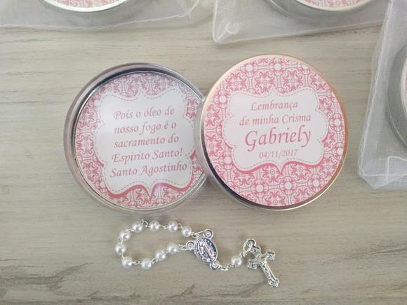Lembrancinha de Crisma Latinha com Mini Terço