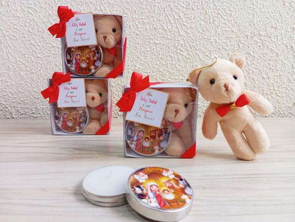 Lembrancinha de Natal Vela Aromática com Enfeite de Ursinho