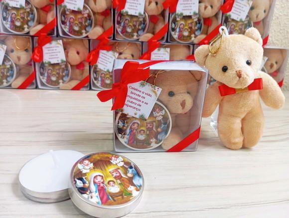 Lembrancinha de Natal Vela na Latinha com Ursinho