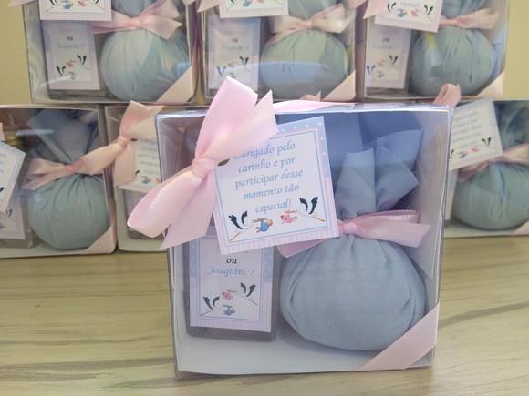Lembrancinha Personalizada Chá Revelação Difusor + Sachê