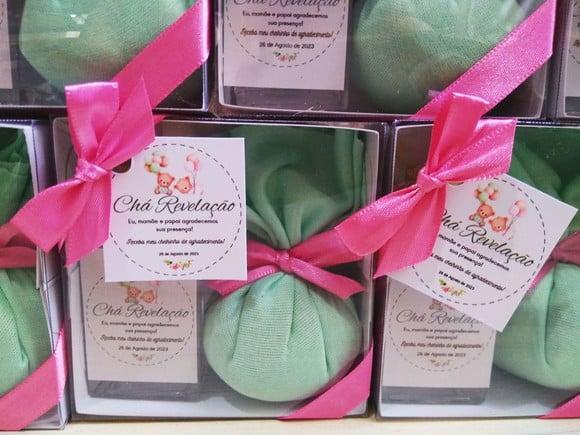 Lembrancinha Chá Revelação Aromatizador + Sachê Perfumado