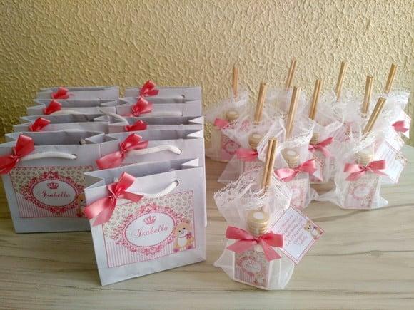 Lembrancinha de Nascimento Aromatizador e Sacolinha