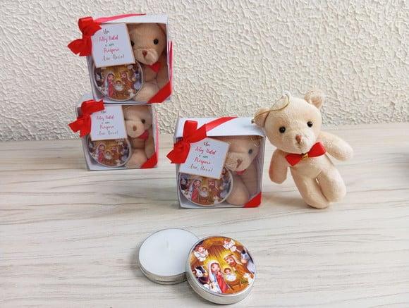 Lembrancinha de Natal Vela Aromática com Enfeite de Ursinho