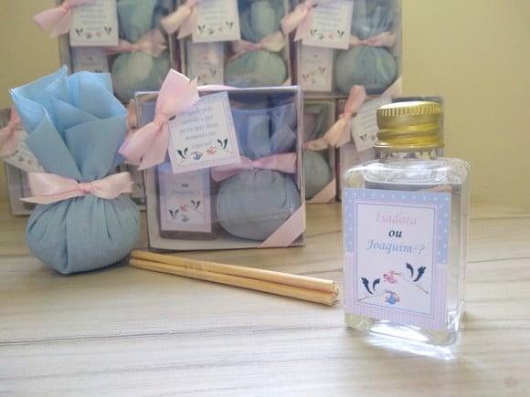 Lembrancinha Personalizada Chá Revelação Difusor + Sachê