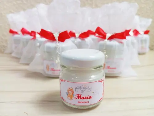 Lembrancinha Batizado, Vela Perfumada com Organza e Terinho
