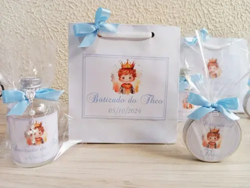 Lembrancinha de Batizado Água Benta e Vela Perfumada