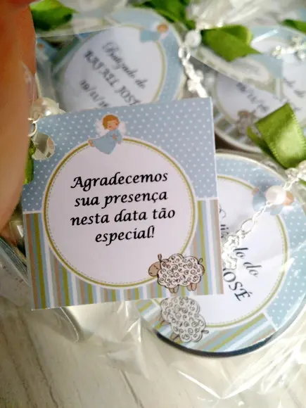 Lembrancinha de Batizado Vela Perfumada e Mini Terço