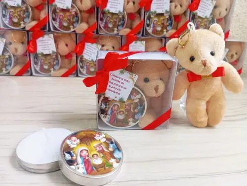 Lembrancinha de Natal Vela na Latinha com Ursinho