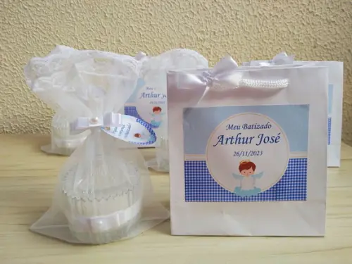 Lembrancinha de Primeira Eucaristia com Sacolinha