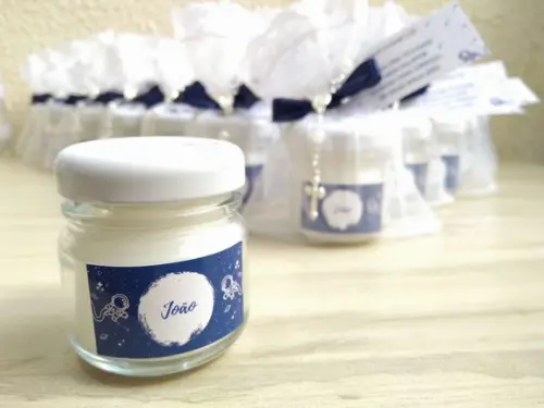 Potinho com Vela Aromática Nascimento Tema Astronauta