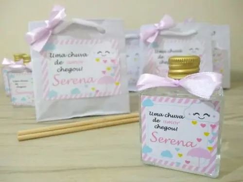 Lembrancinha de Nascimento Aromatizador e Sacolinha