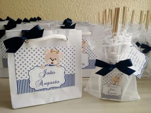 Lembrancinha de Nascimento Aromatizador e Sacolinha