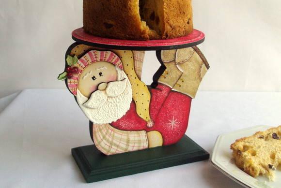 Porta Panetone em mdf Papai Noel Deitado
