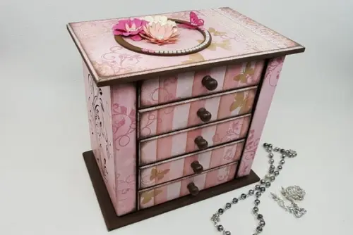 Gaveteiro porta joias e colares Shabby Chic