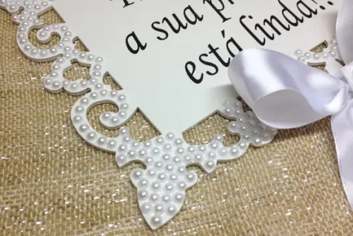 PLACA DE CASAMENTO PERSONALIZADA PÉROLAS