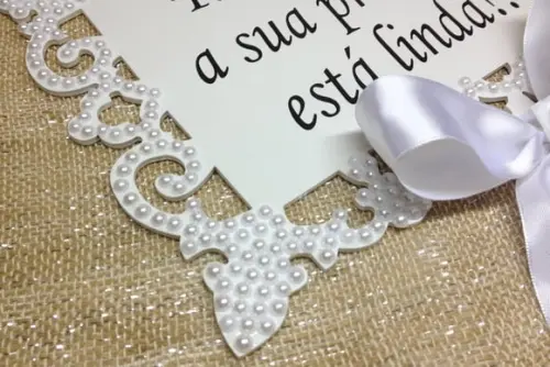 PLACA DE CASAMENTO PERSONALIZADA PÉROLAS